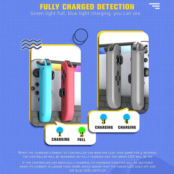 TOPWOLF HS-SW488 For Nintendo Switch / Switch OLED Joy-Con Controllers Charging Dock Game Card Holder - Brick Red - 7