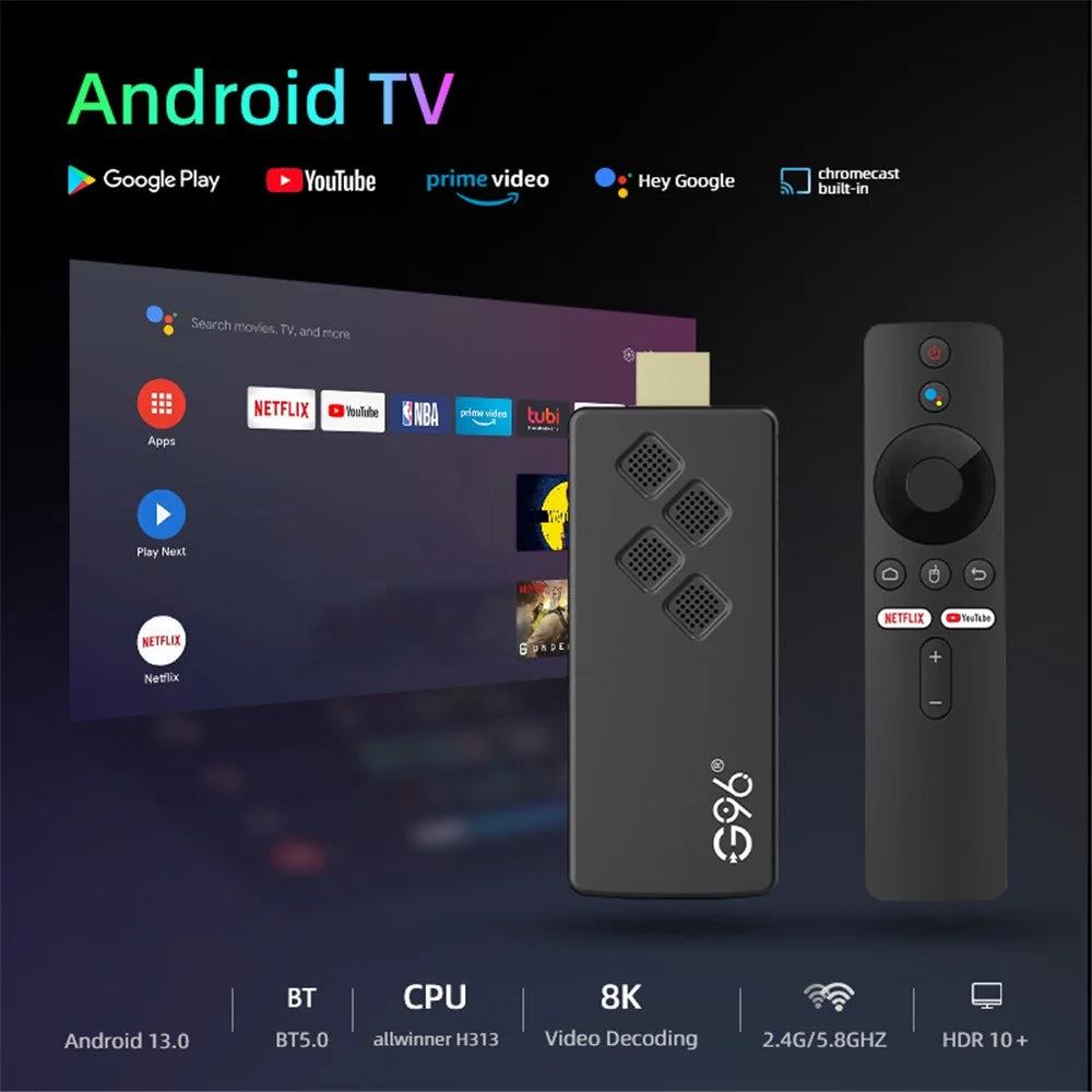 G96 ATV 8K Voice Remote Control TV Stick Android14 2.4G / 5G Dual-Band WiFi BT5 Media Player, 2GB+16GB - 3