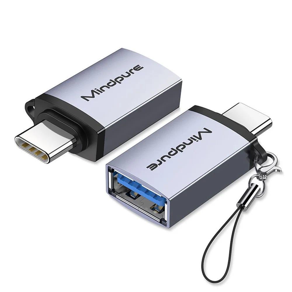 MINDPURE USB 3.2 Gen2 / Type-C Mini Converter OTG Adapter with Anti-Loss Lanyard - AD56 / Type-C to USB - 1