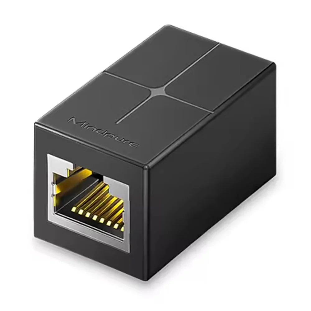 MINDPURE AD043 RJ45 Connector Cat6 Ethernet Cable Adapter Gigabit Network Extender - Black - 1