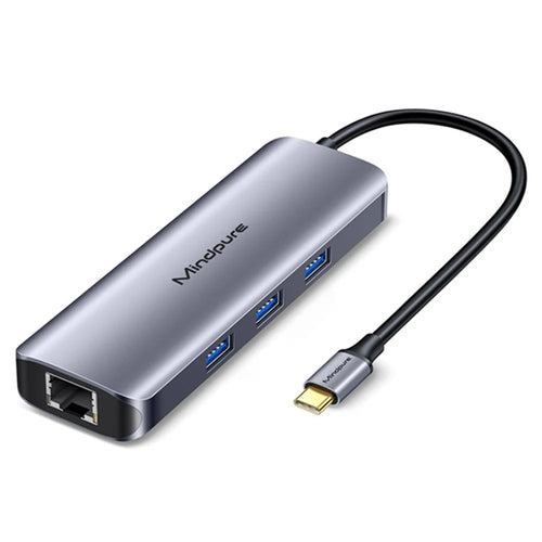 MINDPURE HU010 8-in-1 USB-C Hub Aluminum Alloy Laptop Docking Station, USB3.0x3+HD+PD+SD+TF+RJ45 - 1