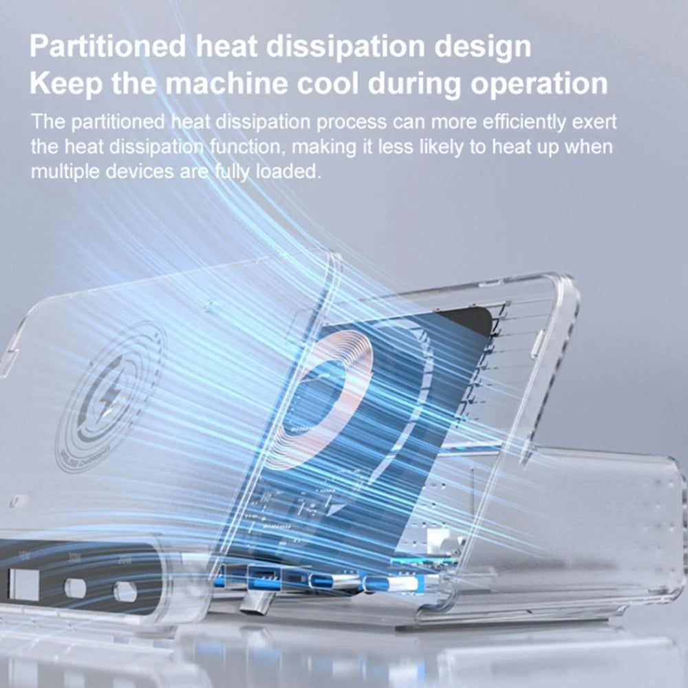 818D 160W 4 Type-C + 2 USB Portable GaN Desktop Charger Support Qi Wireless Charging - US Plug - 6