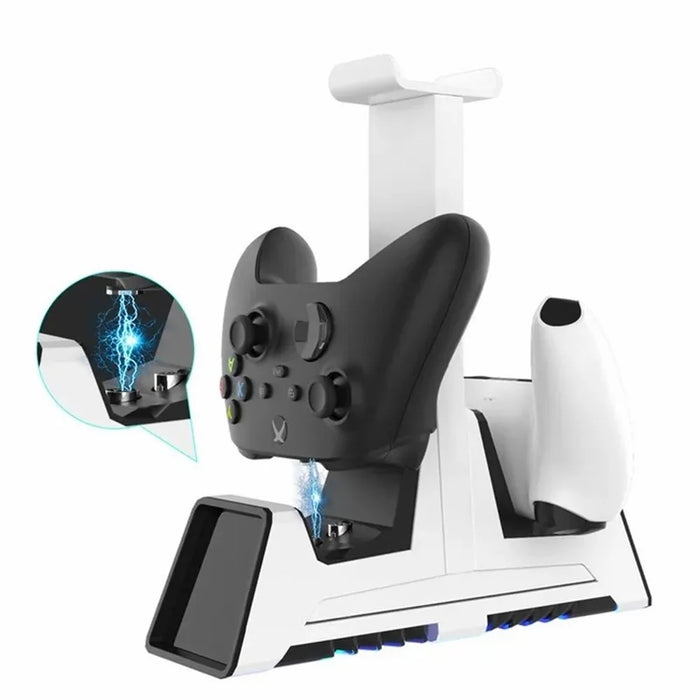JYS-P5113 Dual USB Charging Station Dock with Headphone Hanger Holder for Sony Playstation 5 Controller - 5