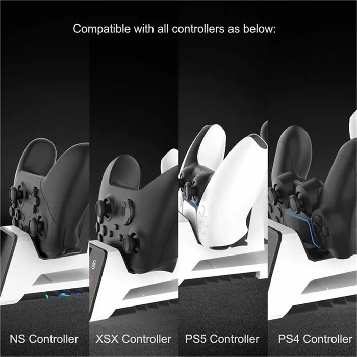 JYS-P5113 Dual USB Charging Station Dock with Headphone Hanger Holder for Sony Playstation 5 Controller - 7