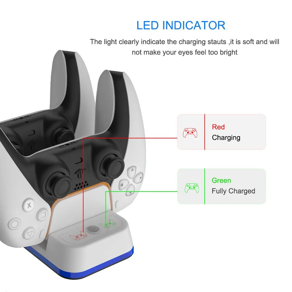 JYS-P5116 Dual USB Type-C Charging Dock with LED Indicator for Sony Playstation 5 Controller - 3