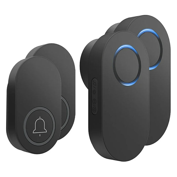 ML008-B-22UK 60 Melodies Wireless Self-Powered Doorbell Ring UK Plug / Black, 2 Transmitter + 2 Receiver - 1