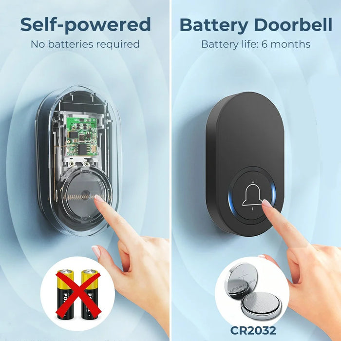 ML008-B-22UK 60 Melodies Wireless Self-Powered Doorbell Ring UK Plug / Black, 2 Transmitter + 2 Receiver - 4