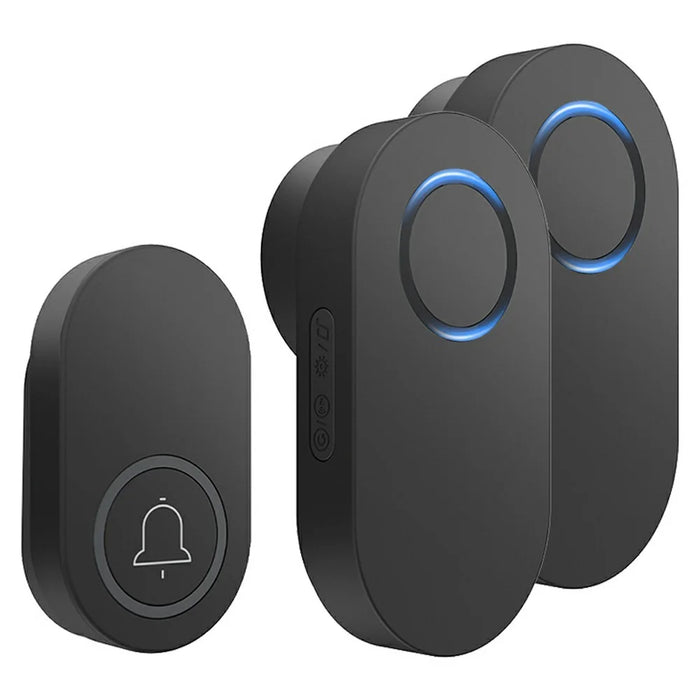 ML008-B-12US 60 Melodies Wireless Self-Powered Doorbell Ring US Plug / Black, 1 Transmitter + 2 Receiver - 1