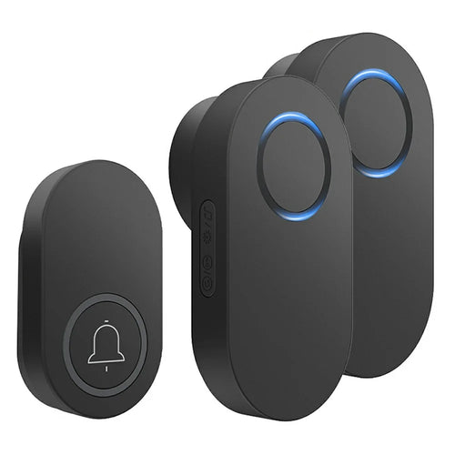 ML008-B-12UK 60 Melodies Wireless Self-Powered Doorbell Ring UK Plug / Black, 1 Transmitter + 2 Receiver - 1
