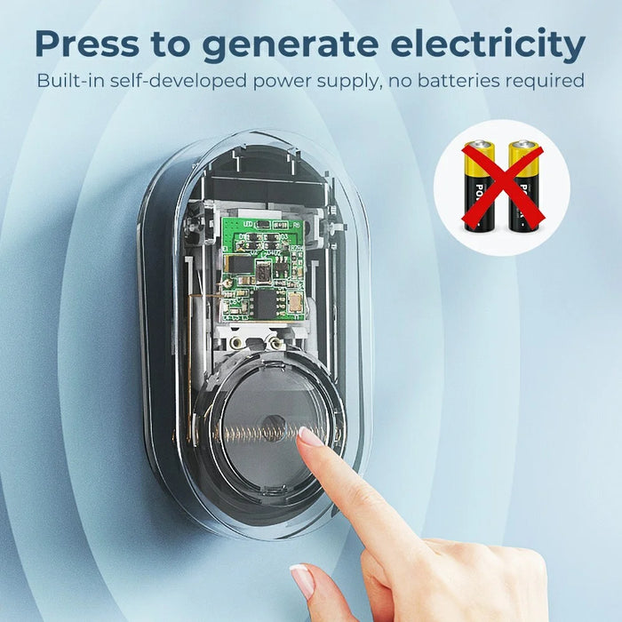 ML008-B-12UK 60 Melodies Wireless Self-Powered Doorbell Ring UK Plug / Black, 1 Transmitter + 2 Receiver - 3
