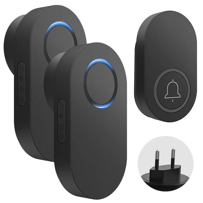 ML008-B-12EU 60 Melodies Wireless Self-Powered Doorbell Ring EU Plug  /  Black, 1 Transmitter + 2 Receiver - 1