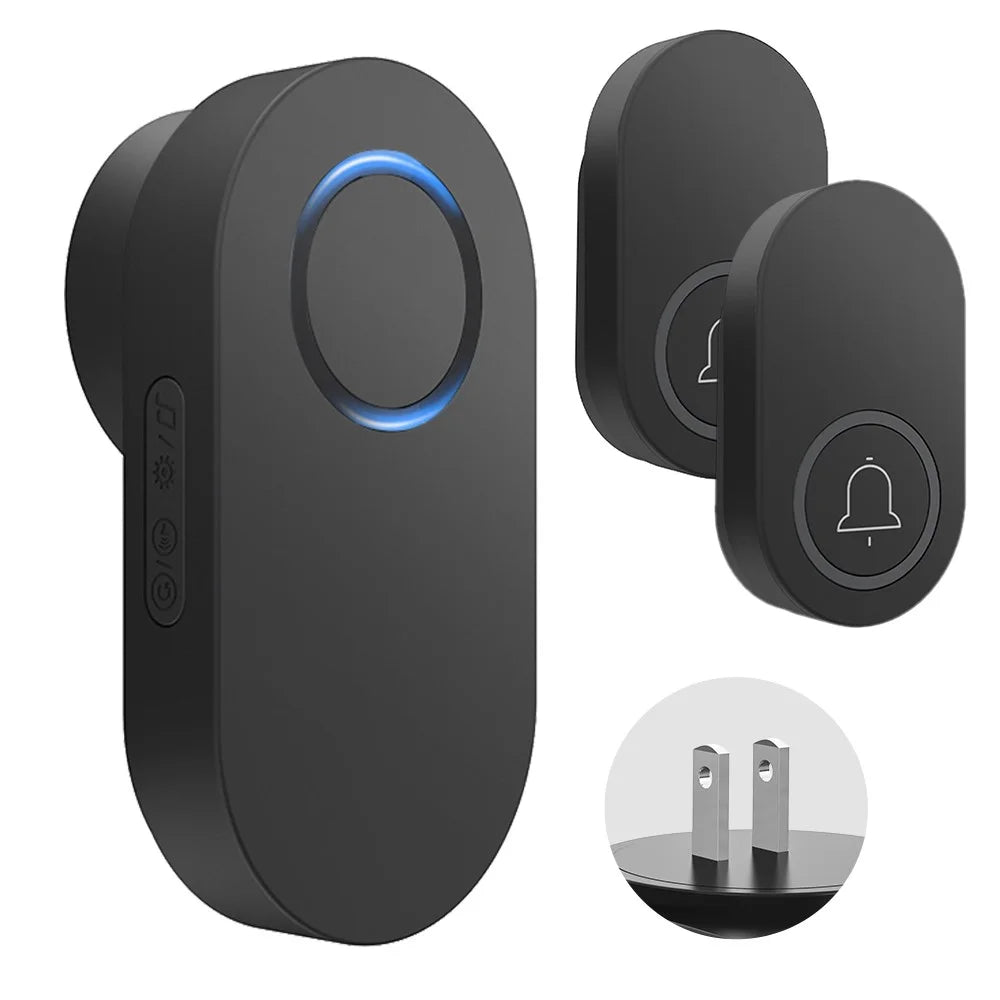 ML008-B-21US 60 Melodies Wireless Self-Powered Doorbell Ring US Plug / Black, 2 Transmitter + 1 Receiver - 1