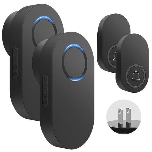 ML008-B-22US 60 Melodies Wireless Self-Powered Doorbell Ring US Plug / Black, 2 Transmitter + 2 Receiver - 1