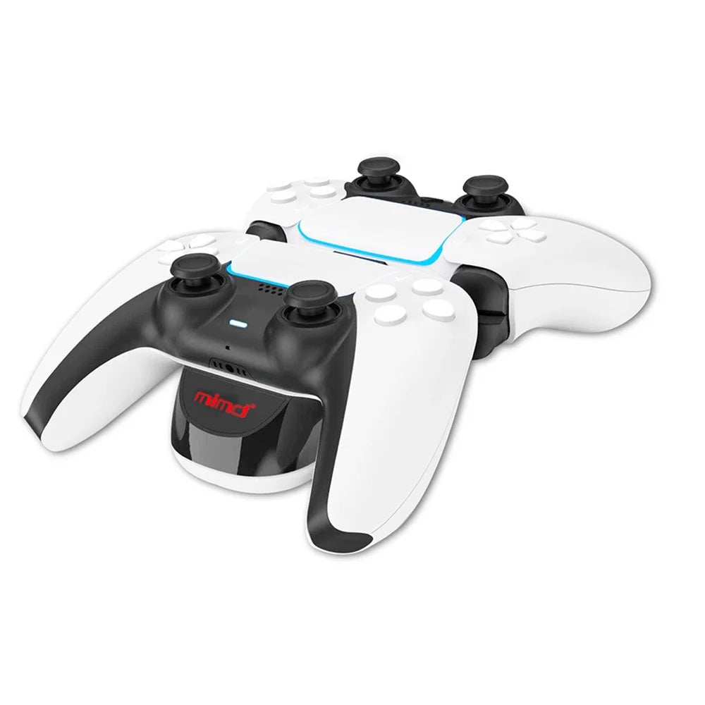Dual USB Charging Dock Charger Stand with LED Indicator for PS5 Gaming Console - Black - 4