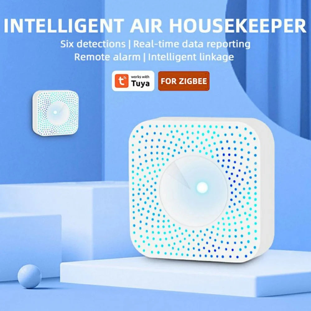Tuya Zigbee 6-in-1 Smart Air Detector PM2.5 Formaldehyde VOC Temperature Humidity CO2 Monitor - 2