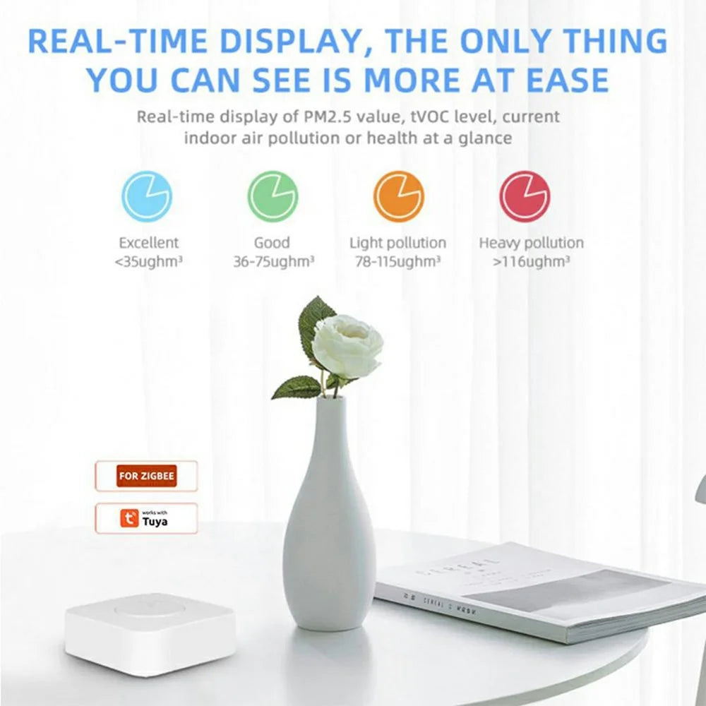 Tuya Zigbee 6-in-1 Smart Air Detector PM2.5 Formaldehyde VOC Temperature Humidity CO2 Monitor - 3