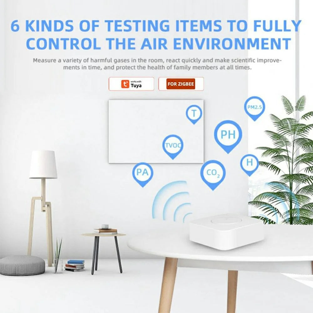 Tuya Zigbee 6-in-1 Smart Air Detector PM2.5 Formaldehyde VOC Temperature Humidity CO2 Monitor - 4