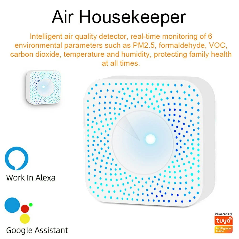 6-in-1 Tuya WiFi Air Quality Detector PM2.5 / Formaldehyde / VOC / CO2 / Temperature / Humidity Tester - 2