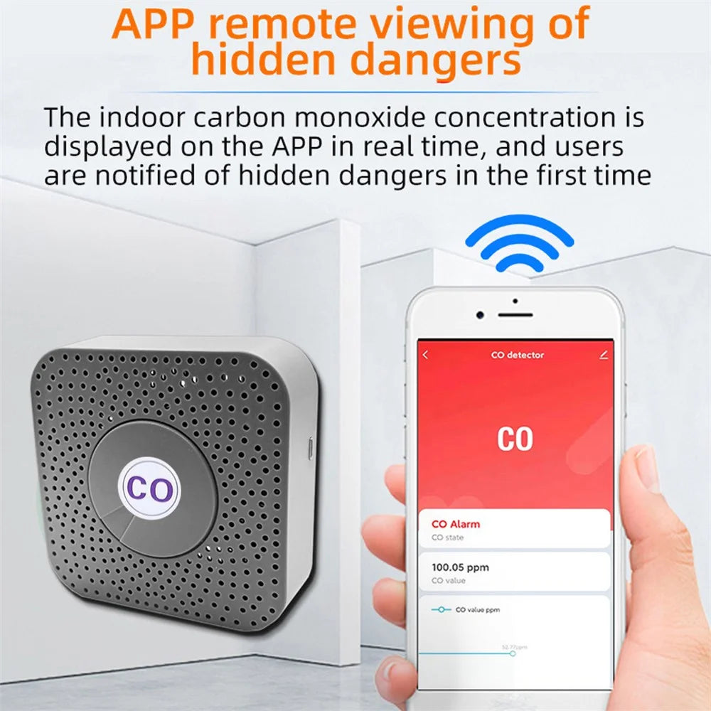 Tuya Smart WiFi Carbon Monoxide Detector 80dB Alarm Home Security CO Sensor - 2