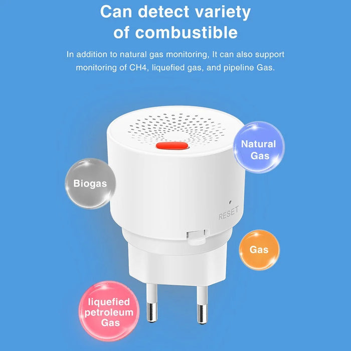 Zigbee Smart Gas Detector Real-Time Monitoring App Control 70dB Alarm Natural Gas Leak Sensor - EU Plug - 5