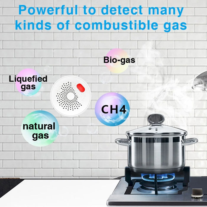 Tuya Smart WiFi + Bluetooth-compatible Dual Mode Gas Detector 70dB Natural Gas Leak Alarm - US Plug - 4