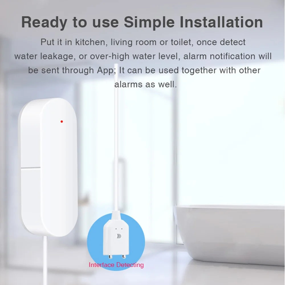 Smart Water Leak Detector Wifi+Bluetooth-compatible Dual Mode Leak Alarm Support Voice Assistant - 5