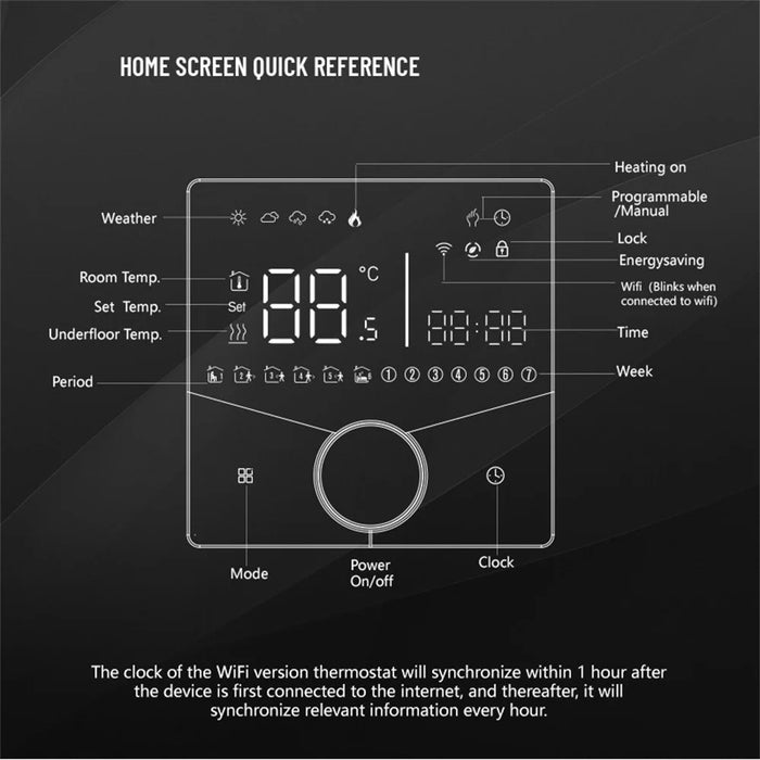 BHT-009GALW Tuya APP Control WiFi Smart Heating Thermostat LCD Display Weekly Programmable Digital Temperature Controller - Black - 7