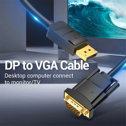 VENTION HBLBI 3m DP to VGA Conversion Cable 1080P 60Hz HD Video Cord - Black - 2