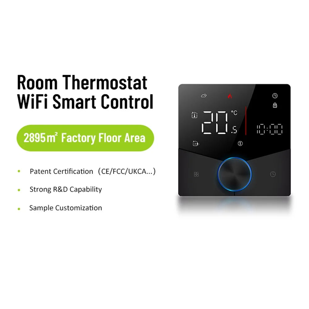 BHT-009GCLW Smart Tuya Thermostat Temperature Control Panel Boiler Sauna Room Digital Controller - Black - 2