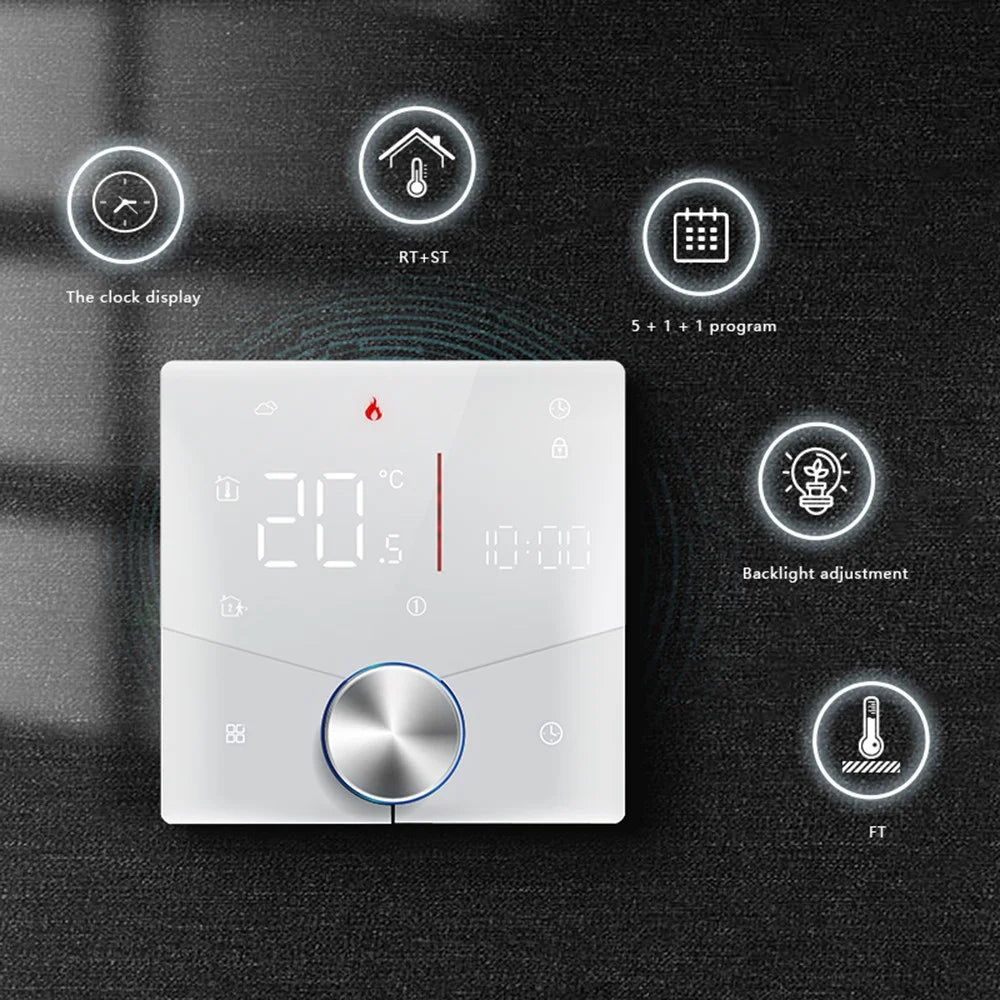 BHT-009GCLW Smart Tuya Thermostat Temperature Control Panel Boiler Sauna Room Digital Controller - Black - 5
