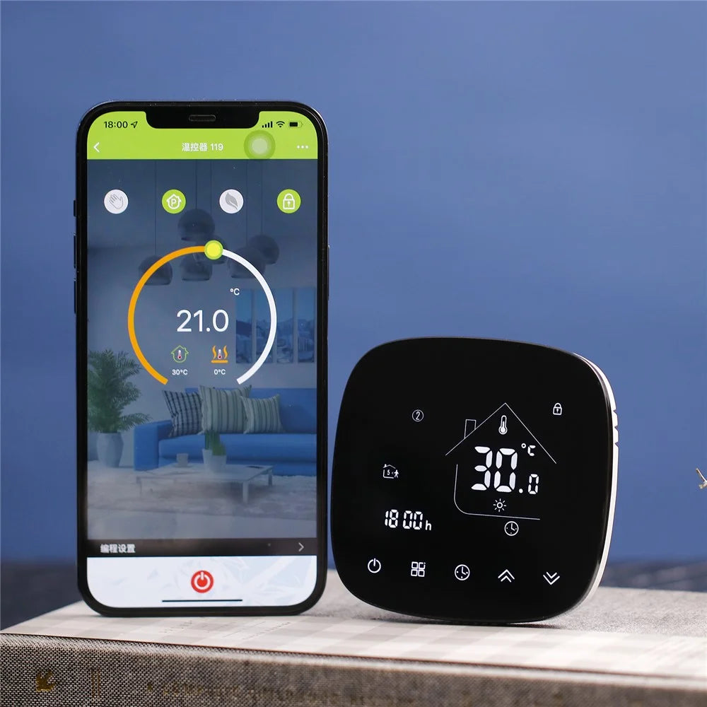 HT-001GBLW Electric Floor Heating WiFi Smart Thermostat Digital Display Temperature Control Panel - 6