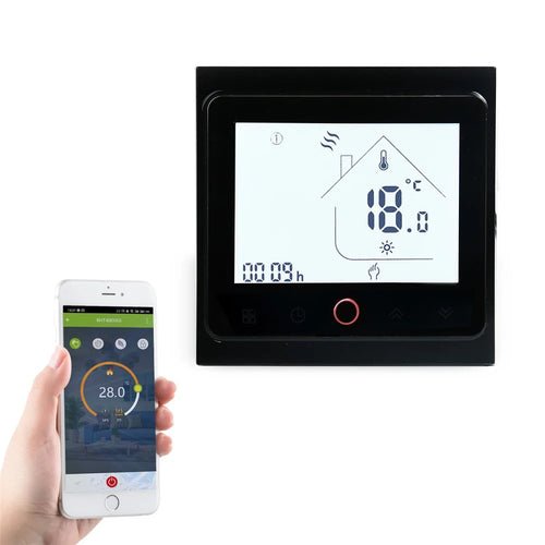 BHT-002 Water Floor Heating Temperature Controller Panel 3.0-inch LCD Touch Screen Smart Thermostat - Black - 1