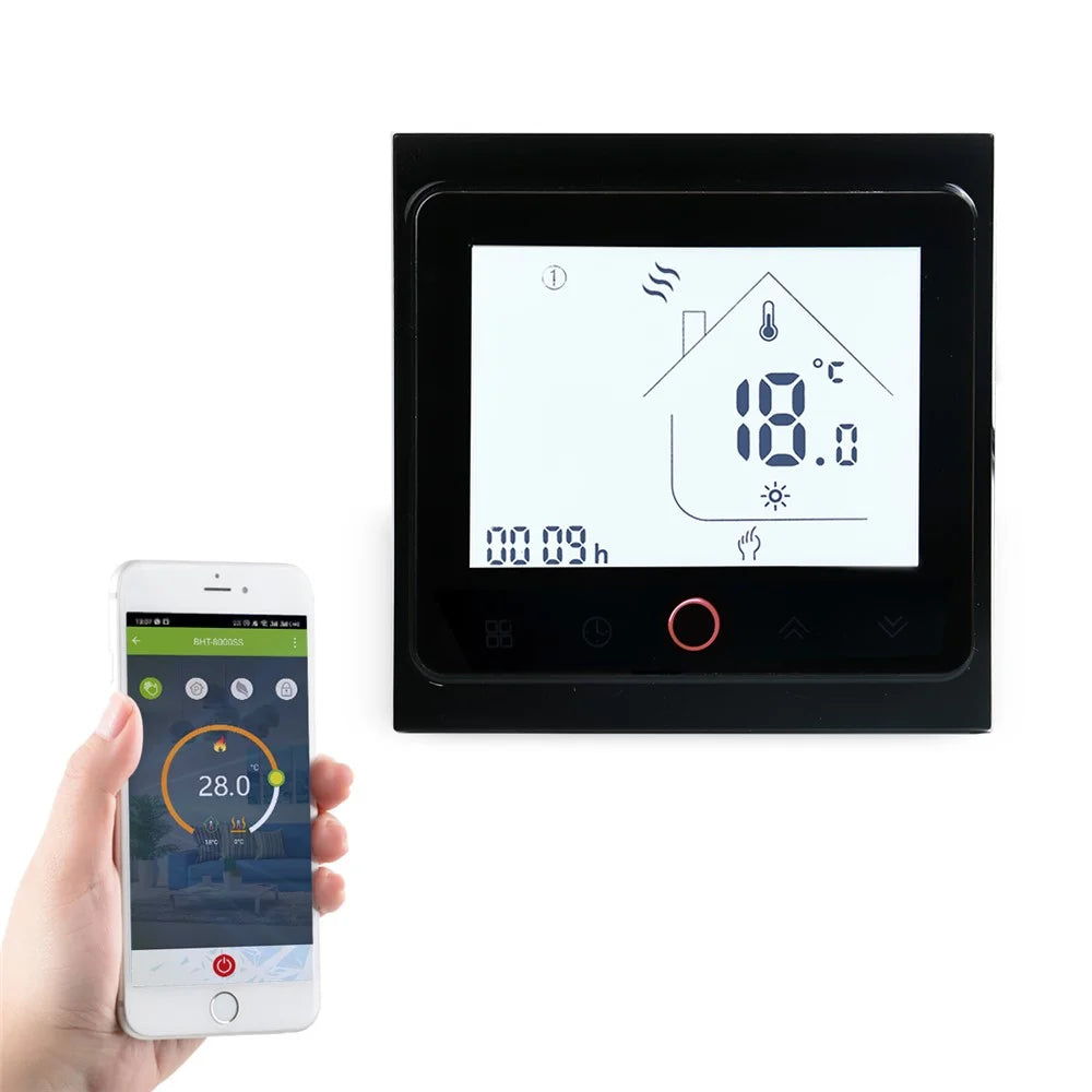 BHT-002 Water Floor Heating Temperature Controller Panel 3.0-inch LCD Touch Screen Smart Thermostat - Black - 1