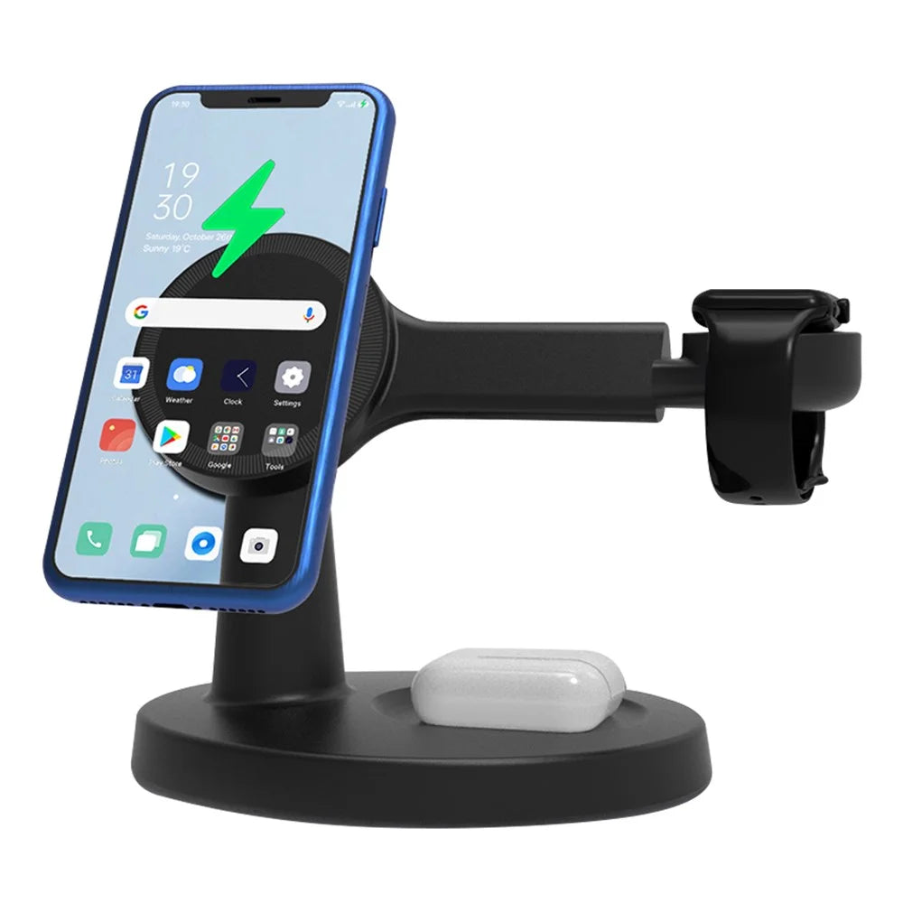 Magnetic Wireless Charger Motion Activated 4K WiFi Hidden Camera Spy Camera - Black - 1