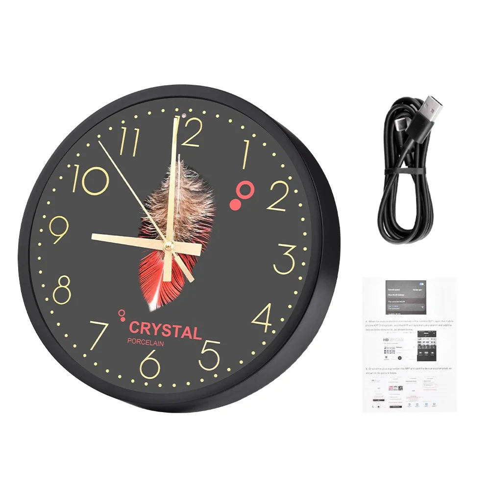 HD 1080P Multi-Functional Wall Clock WiFi Camera with Recording, Motion Detection, and Audio Recording - 1