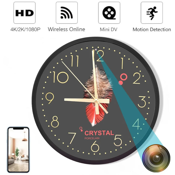 HD 1080P Multi-Functional Wall Clock WiFi Camera with Recording, Motion Detection, and Audio Recording - 7