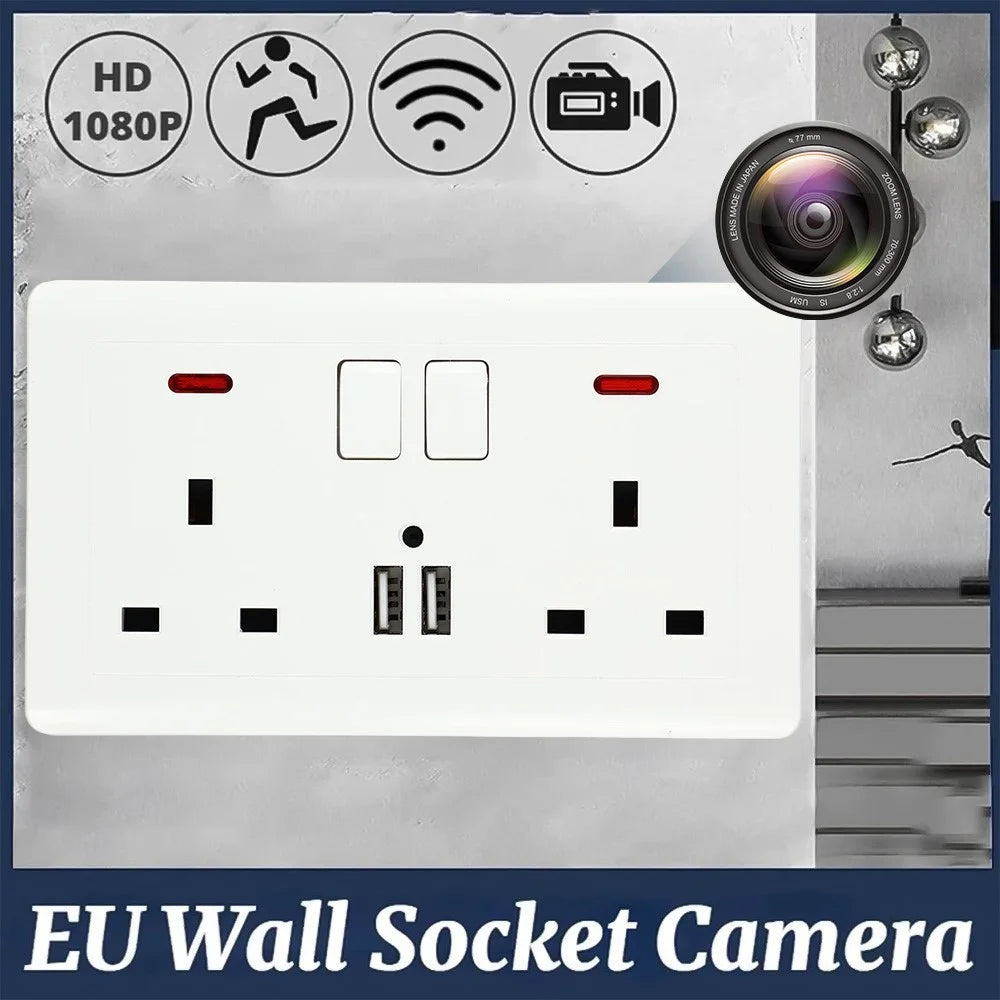HD 1080P WiFi Camera Wall Socket Motion Detection Remote View Home Security Cam - White - 4