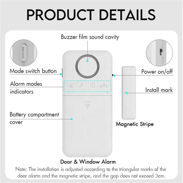 D100 130dB Door Window Alarm Wireless Magnetic Anti Theft Detector for Home Store - 7