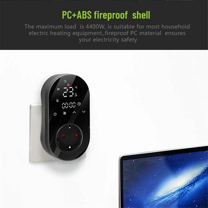 BHT12-EW-WIFI Smart WiFi Plug In Thermostat Temperature Controller Socket - Black / EU Plug - 3