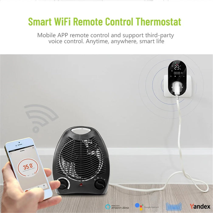 BHT12-EW-WIFI Smart WiFi Plug In Thermostat Temperature Controller Socket - Black / EU Plug - 5