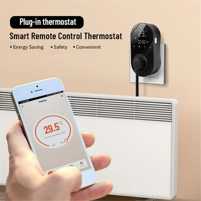 BHT12-EW-WIFI Smart WiFi Plug In Thermostat Temperature Controller Socket - Black / EU Plug - 6