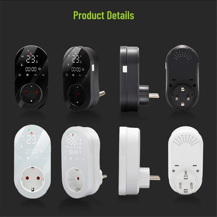 BHT12-EW-WIFI Smart WiFi Plug In Thermostat Temperature Controller Socket - Black / EU Plug - 7