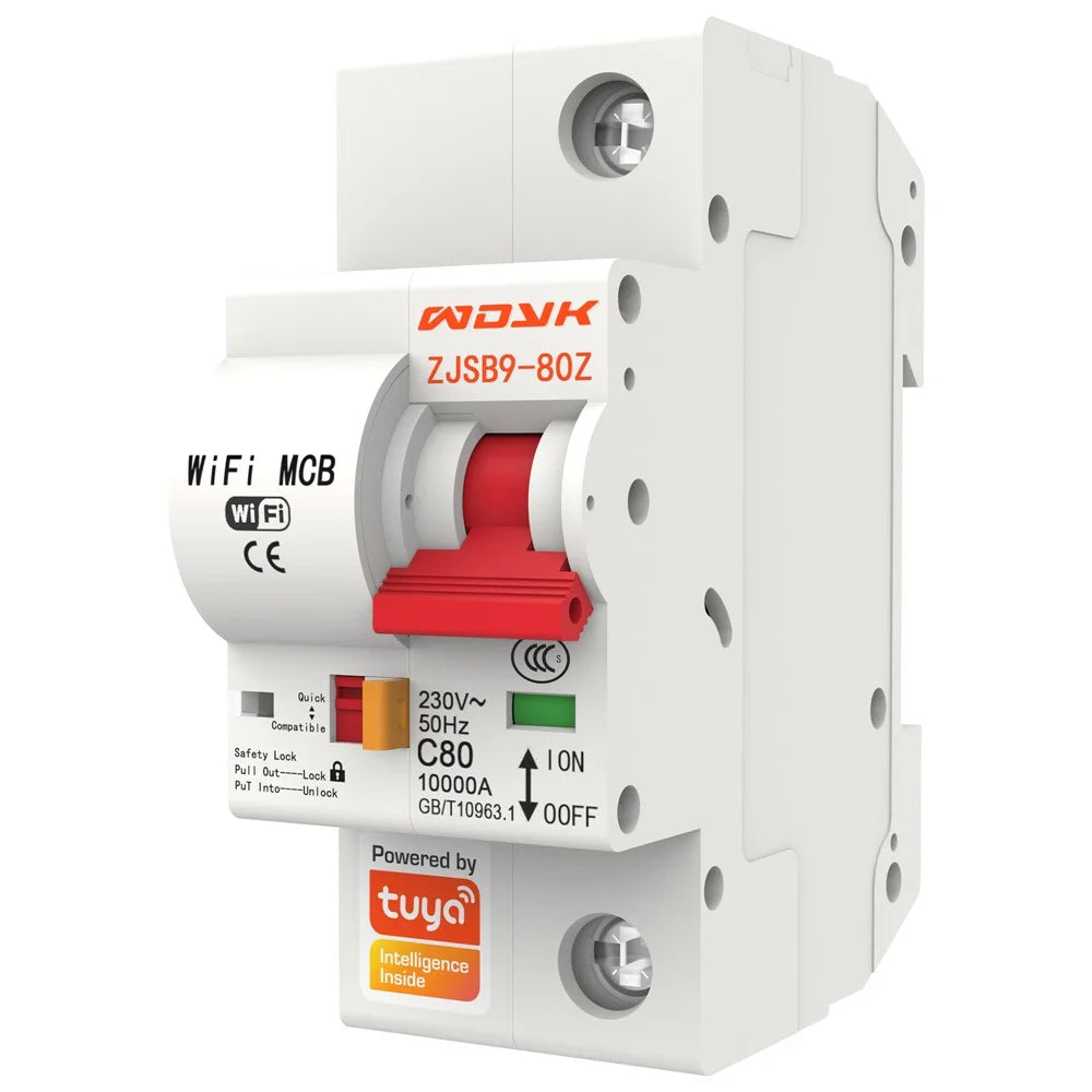 WDYK 10A - 80A 1P Tuya Smart WiFi Circuit Breaker Remote Control Intelligent Switch for Smart Home Automation - 10A - 2