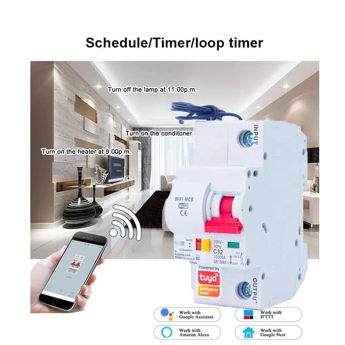 1P 125A Tuya Smart Home WiFi Circuit Breaker Remote Control Cloud-Managed Intelligent Switch - 7