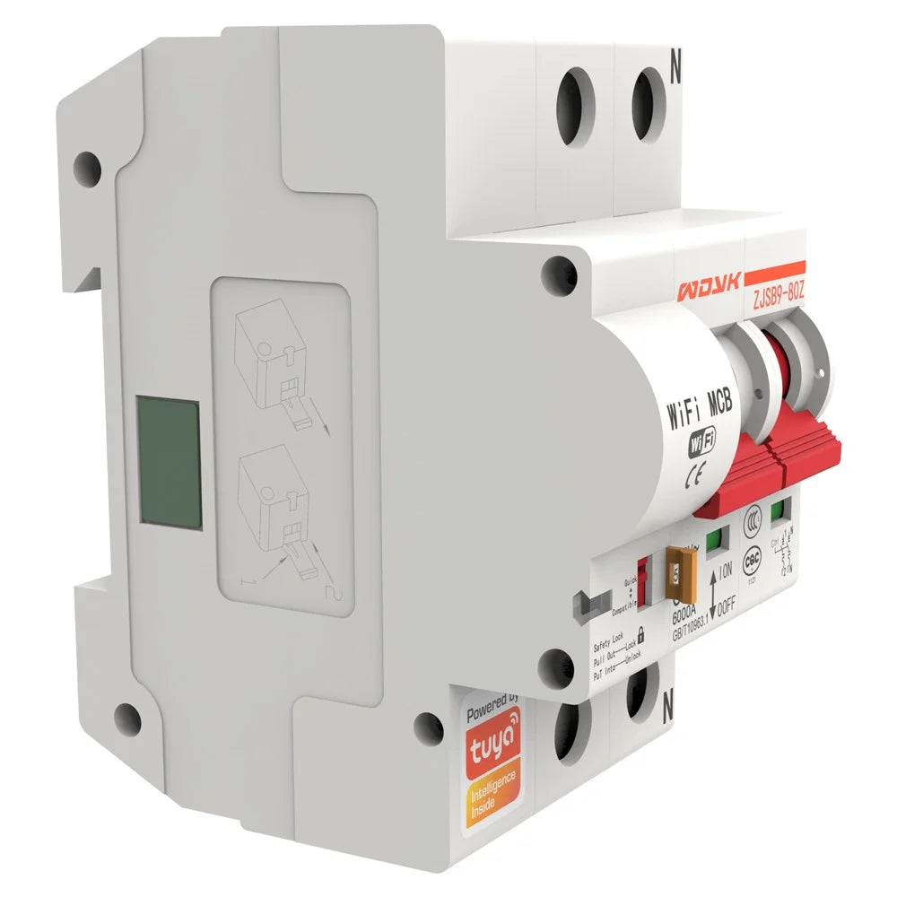 WDYK 10A - 80A 2P Tuya Smart WiFi Circuit Breaker Remote Control Intelligent Switch for Smart Home Automation - 10A - 6