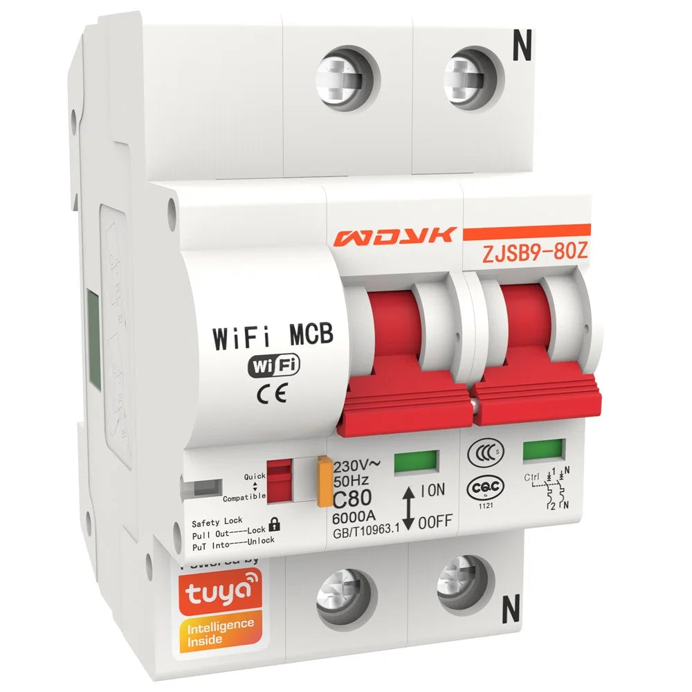 2P 100A Tuya Smart Home WiFi Circuit Breaker Remote Control Cloud-Managed Intelligent Switch - 1