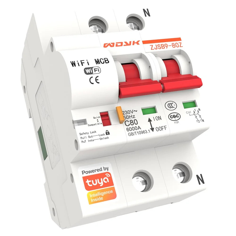 2P 125A Tuya Smart Home WiFi Circuit Breaker Remote Control Cloud-Managed Intelligent Switch - 3