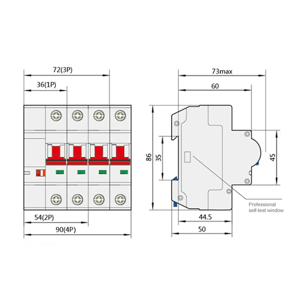 4P Tuya Smart Home WiFi Circuit Breaker Remote Control Cloud-Managed Intelligent Switch - 10A - 4