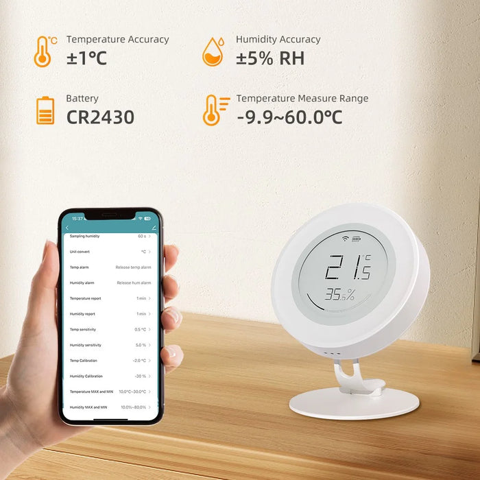 ZWHS16 Zigbee Home Smart Temperature Humidity Sensor E-Ink Display Screen App Remote Control - 7