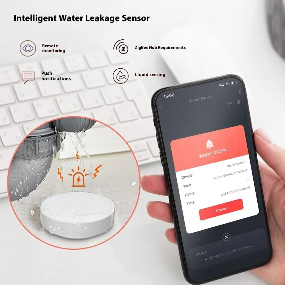 ZWS16 Zigbee Water Leak Sensor WiFi Smart Flood Detector Alarm Intelligent APP Water Level Monitor - 5